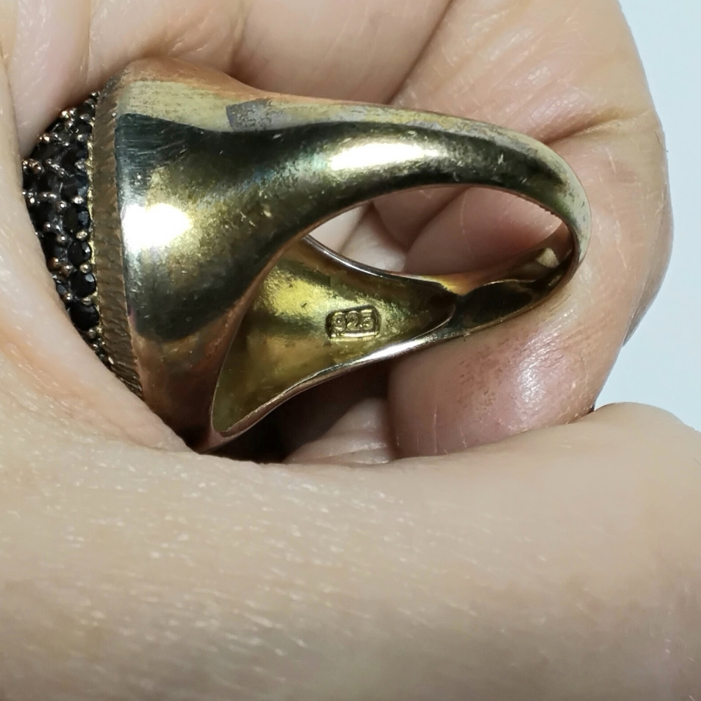 925 Bronze Milor Italy Black Spinel Ring Sz 10 - Picture 5 of 8